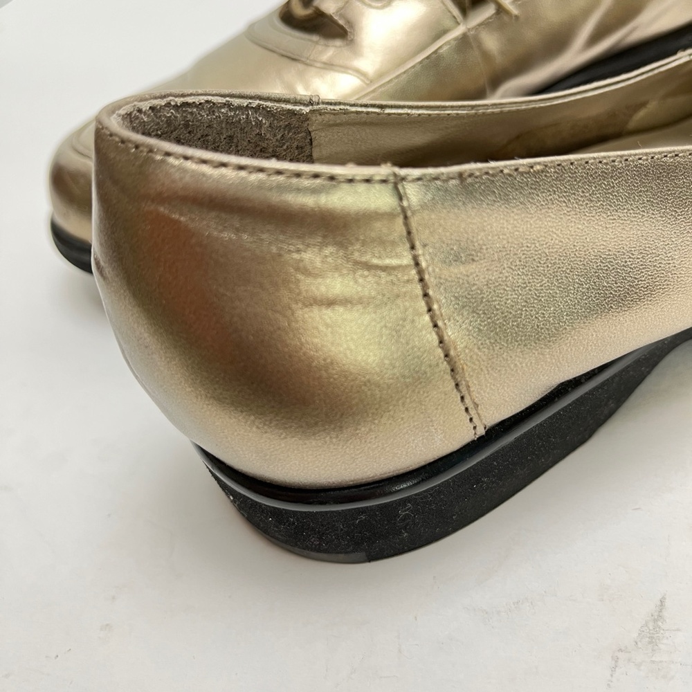 TROTTERS Metallic Gold Genuine Leather Flats Loafers Round Toe Classic Shoes 7 - Picture 15 of 16